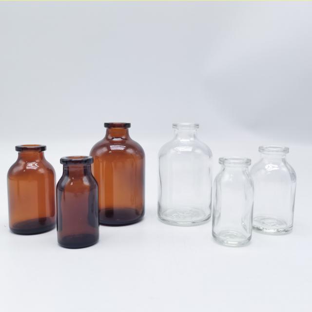 Mold clear amber round sealing medical glass bottl
