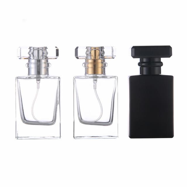 30ml square glass bottle for perfume with spray pu