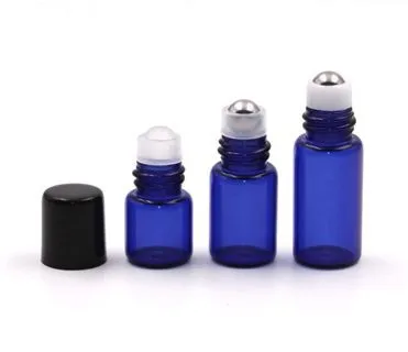 Blue Essential Oil Roll On Glass Bottle