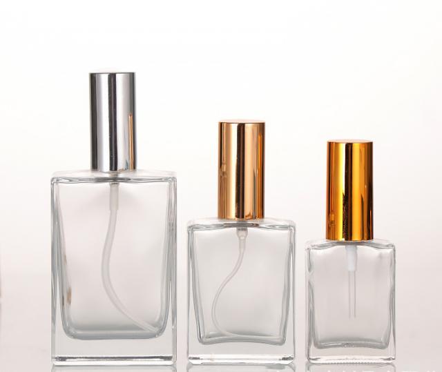 Clear flat perfume glass bottle